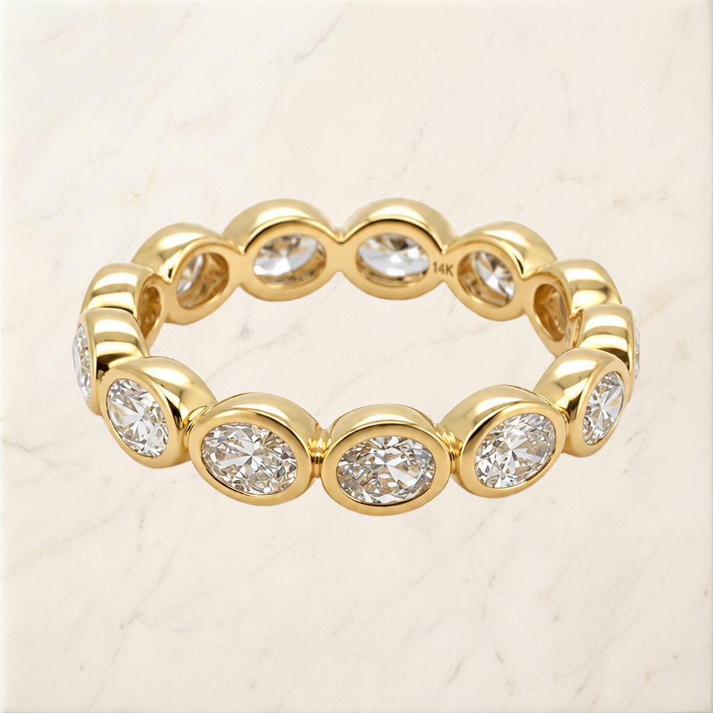 Finished gold jewelry showing stone setting, proportion and final polishing