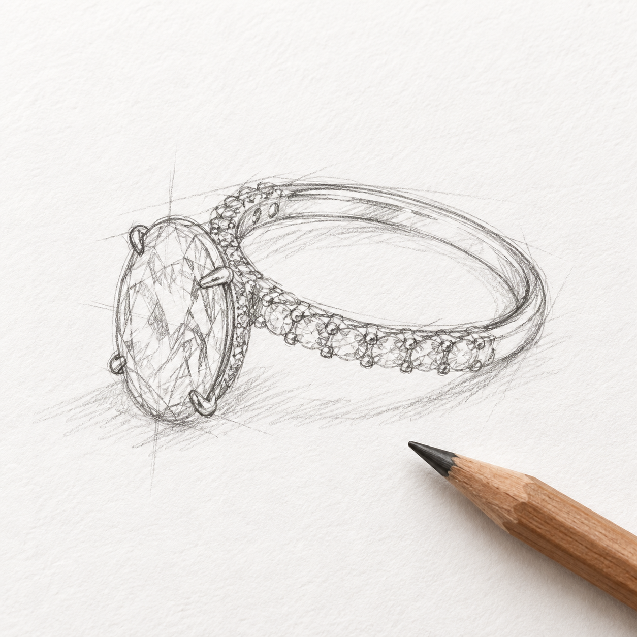 Hand-drawn jewellery concept sketch