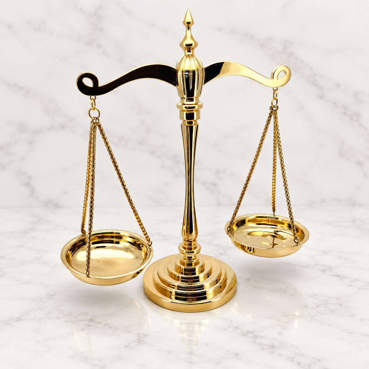 Custom gold balance-scale statement piece manufactured by BCJExport