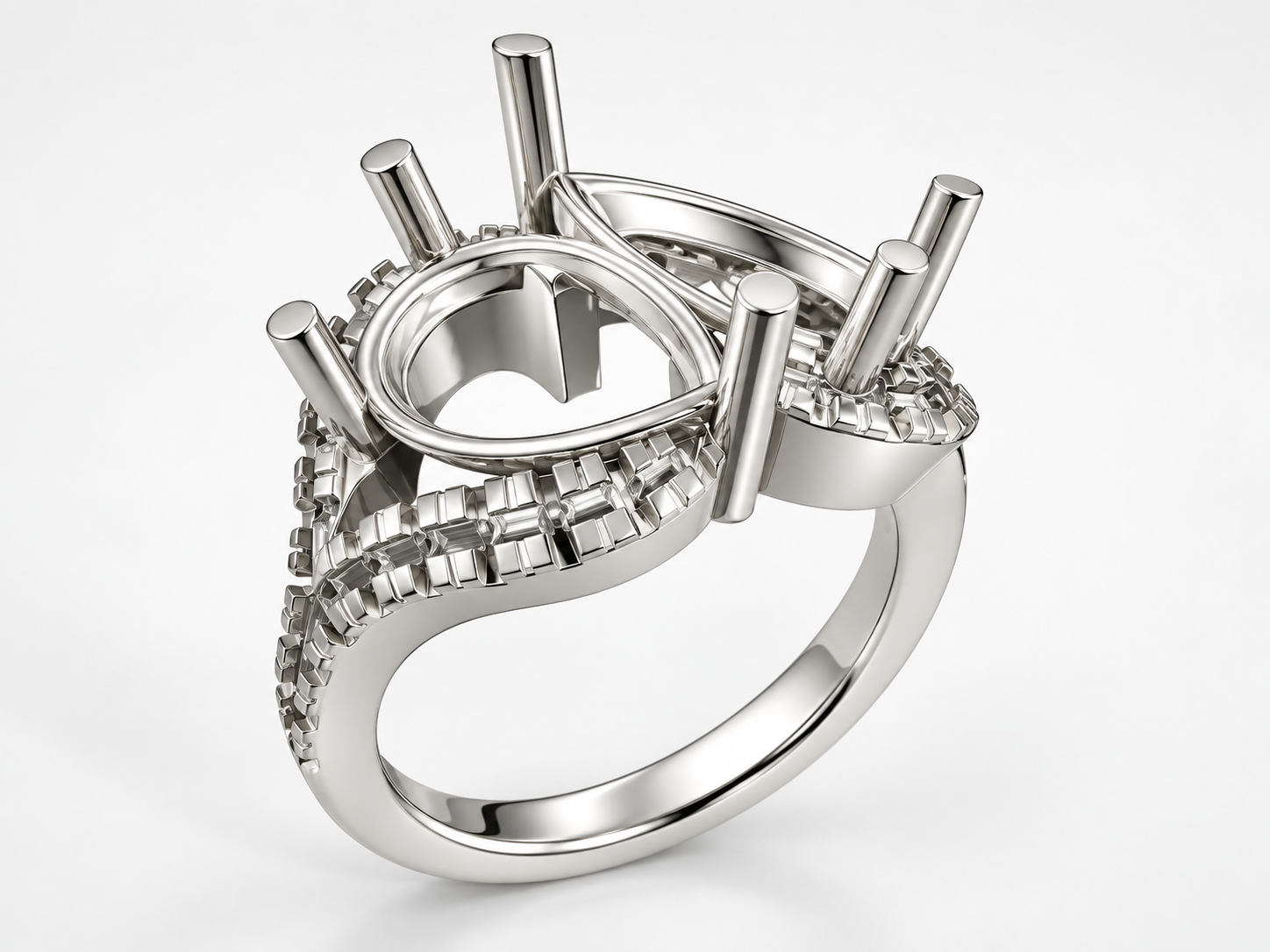 An unfinished ring showing production progress