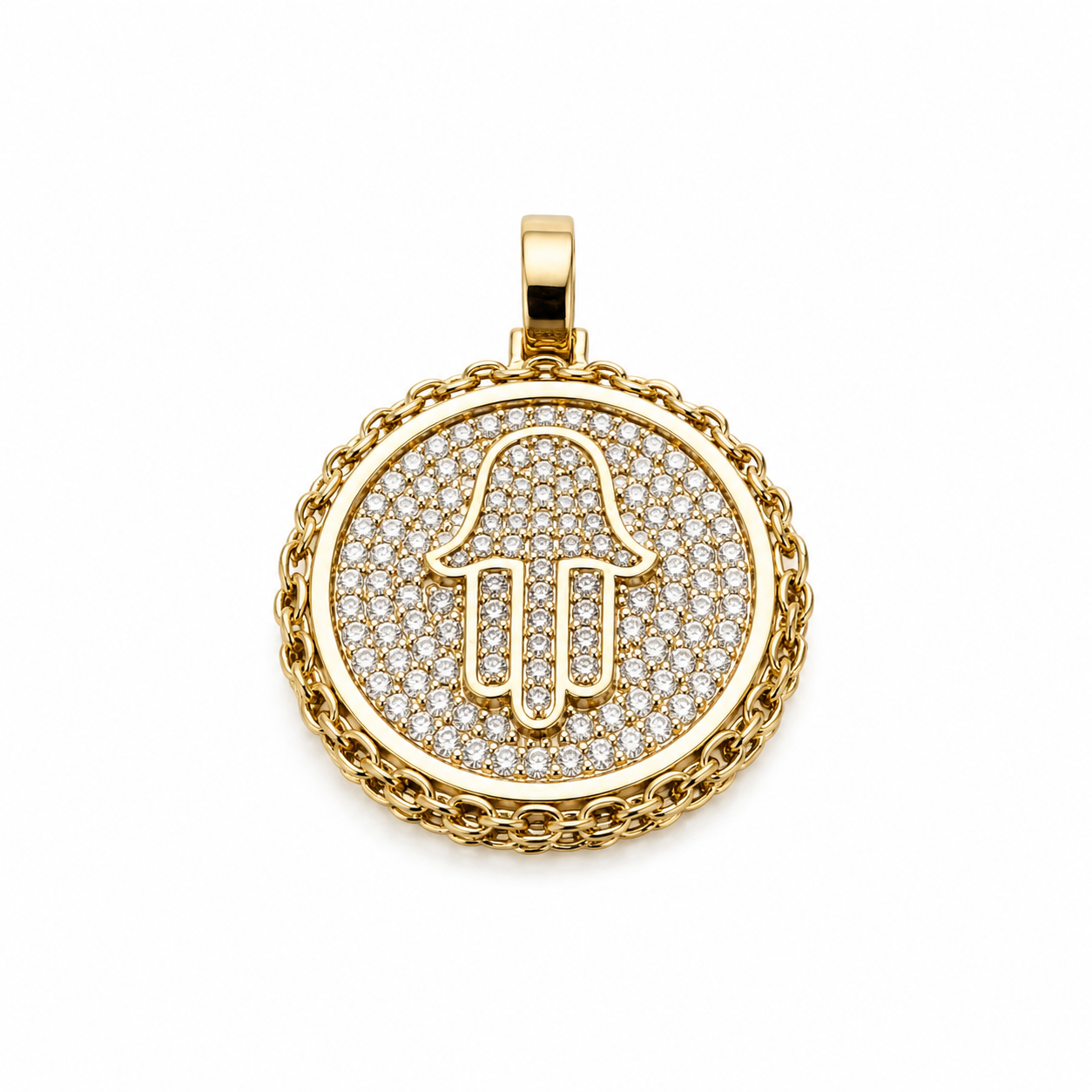 Illustrative gold and diamond pendant